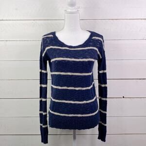 PRINCE & FOX Blue Cream Striped Knit Long Sleeve Sweater Size XS‎